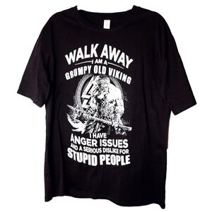 NWOT Chic Yea Men's Black Graphic‎ Viking T-shirt XL Grumpy Old Viking